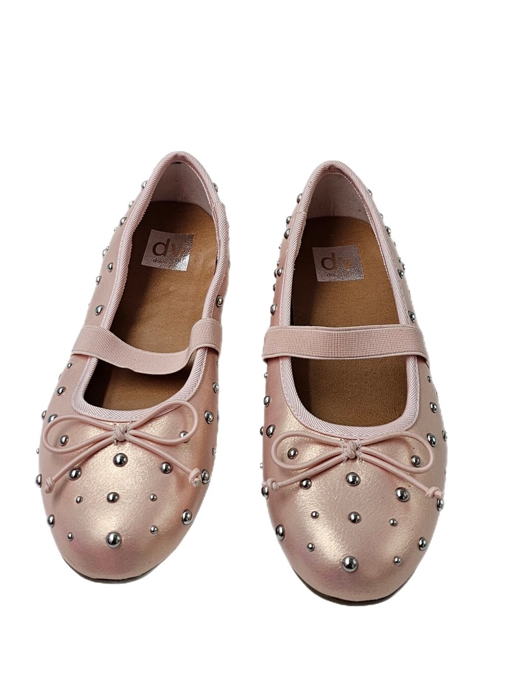 DV Dolce Vita Girls' Mayla Metallic Pink Studded Mary Jane Ballet Flats NWOB 2Y!